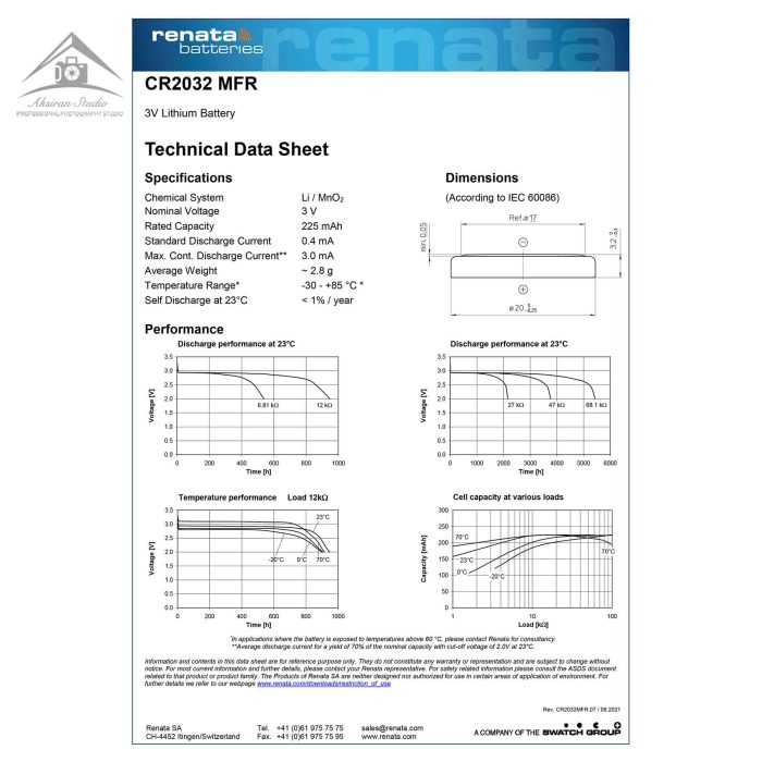 باتری سکه ای رناتا مدل CR 2032 بسته 5 عددی - Image 6