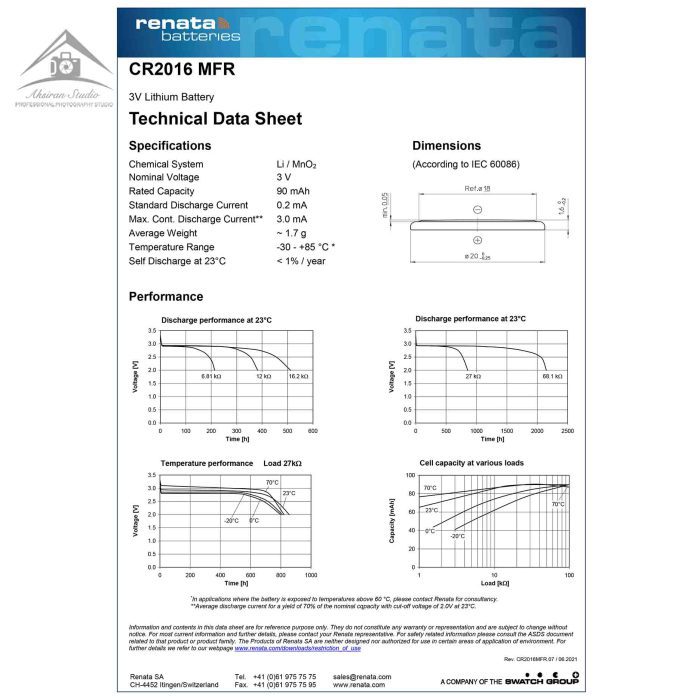 باتری سکه ای رناتا مدل CR 2016 بسته 5 عددی - Image 5