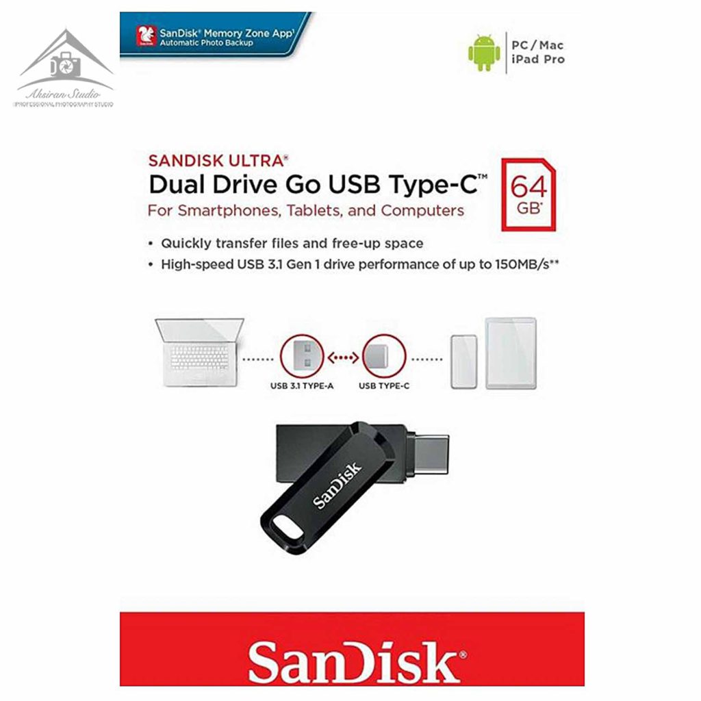 فلش سن دیسک مدل Ultra Dual Drive Go USB Type-C ظرفیت 64 گیگابایت