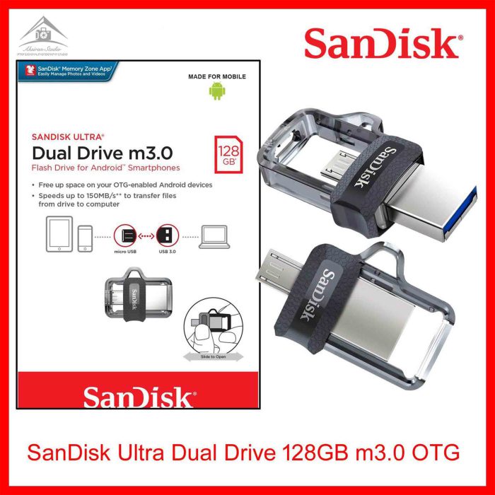 فلش مموری سن دیسک مدل Ultra Dual Drive M3.0 ظرفیت 128 گیگابایت