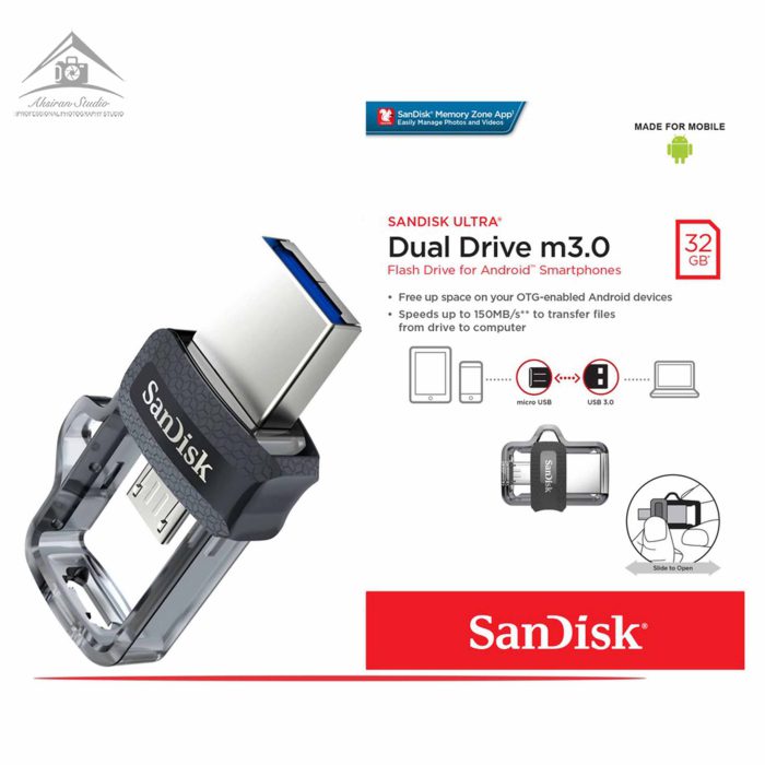 فلش مموری سن دیسک مدل Ultra Dual Drive M3.0 ظرفیت 32 گیگابایت