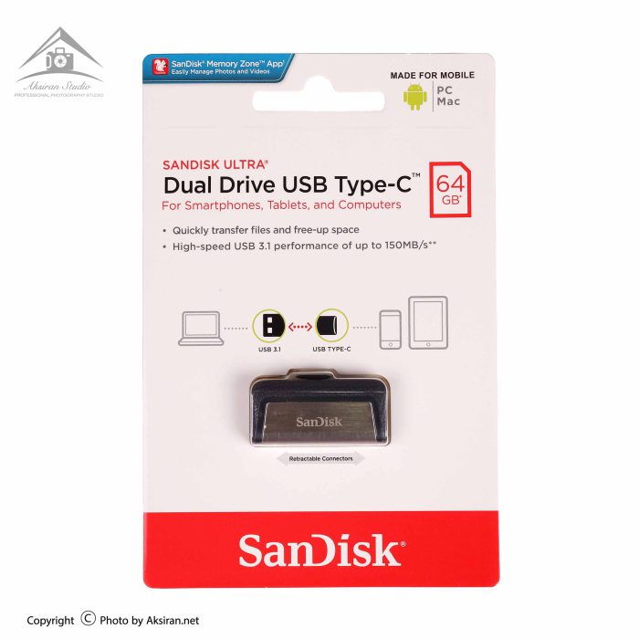  فلش‌ مموری SANDISK ULTRA DUAL DRIVE USB TYPE-C 64GB