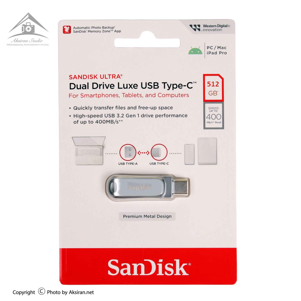 فلش مموری سن دیسک مدل Ultra Dual Drive Luxe USB Type-C 512GB