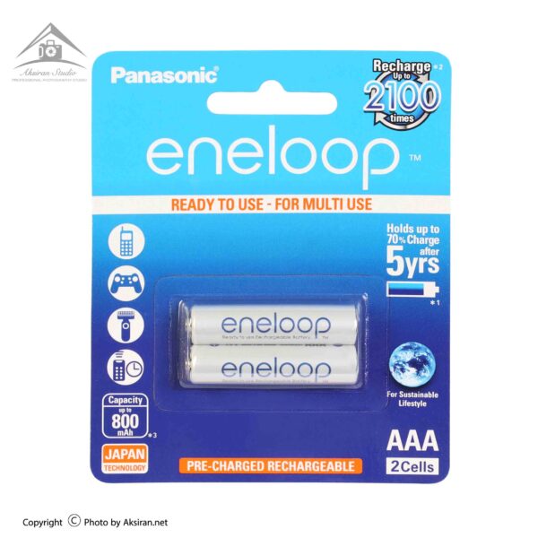 باتری نیم قلمی قابل شارژ پاناسونیک مدل eneloop BK-4MCCE/2BT  بسته‌ی 2 عددی