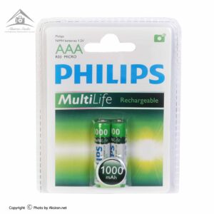 باتری نیم قلمی قابل شارژ فیلیپس مدل MultiLife بسته 2 عددی