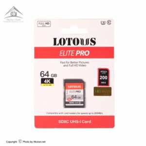 کارت حافظه SDXC لوتوس مدل Elite PRO کلاس 10 استاندارد UHS-I U3 سرعت 200MBs ظرفیت 64 گیگابایت