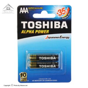 باتری نیم قلمی توشیبا مدل Alpha Power بسته 2 عددی