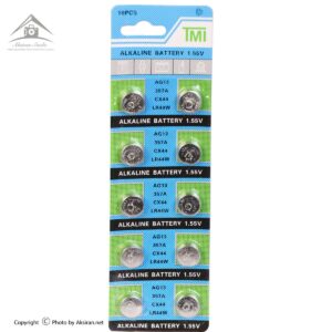 باتری ساعتی تی ام آی مدل AG13 LR44 A76 بسته 10 عددی
