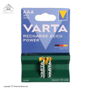 باتری نیم قلمی شارژی وارتا 800mAh بسته 2 عددی