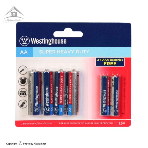 باتری قلمی و نیم قلمی وستینگهاوس مدل Super Heavy Duty بسته 2+4 عددی