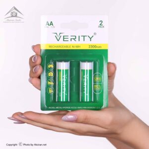 باتری قلمی قابل شارژ وریتی مدل HR6 با ظرفیت 2300 میلی آمپر ساعت بسته 2 عددی