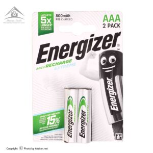 باتری نیم قلمی قابل شارژ انرجایزر مدل EXTREME 800mAh بسته دو عددی