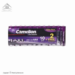 باتری نیم قلمی کملیون مدل Ultra Alkaline شیرینگ بسته 12 عددی