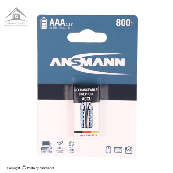 باتری نیم قلمی قابل شارژ آنسمن مدل maxE ظرفیت 800 میلی آمپر بسته 2 عددی
