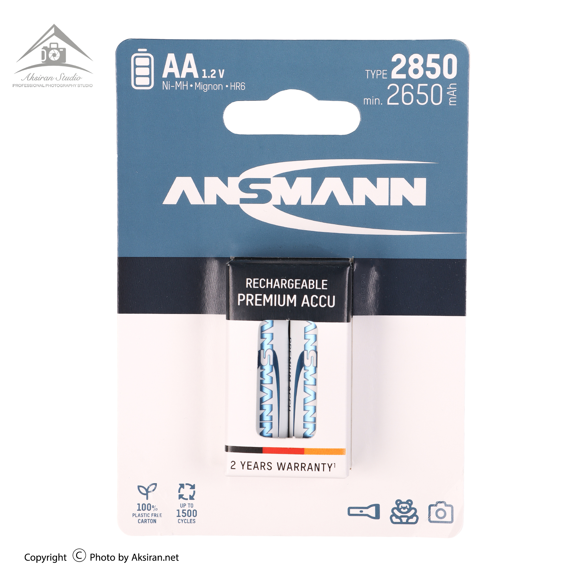 باتری قلمی قابل شارژ آنسمن مدل maxE ظرفیت 2850 میلی آمپر بسته 2 عددی