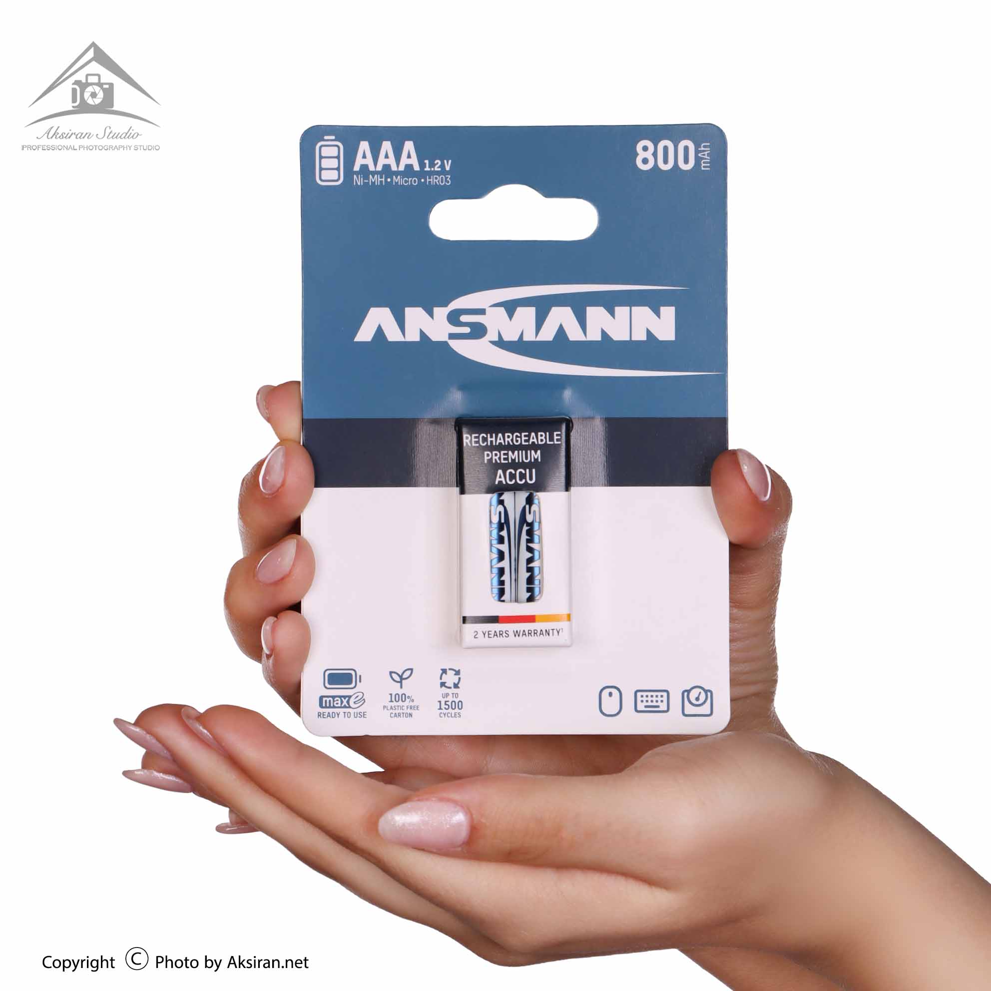 باتری نیم قلمی قابل شارژ Ansmann AAA 800mAh بسته 2 عددی