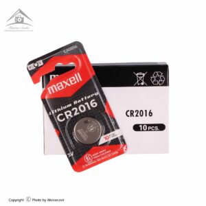 باتری سکه ای لیتیومی مکسل مدل CR2016 قرمز مشکی بسته 1 عددی