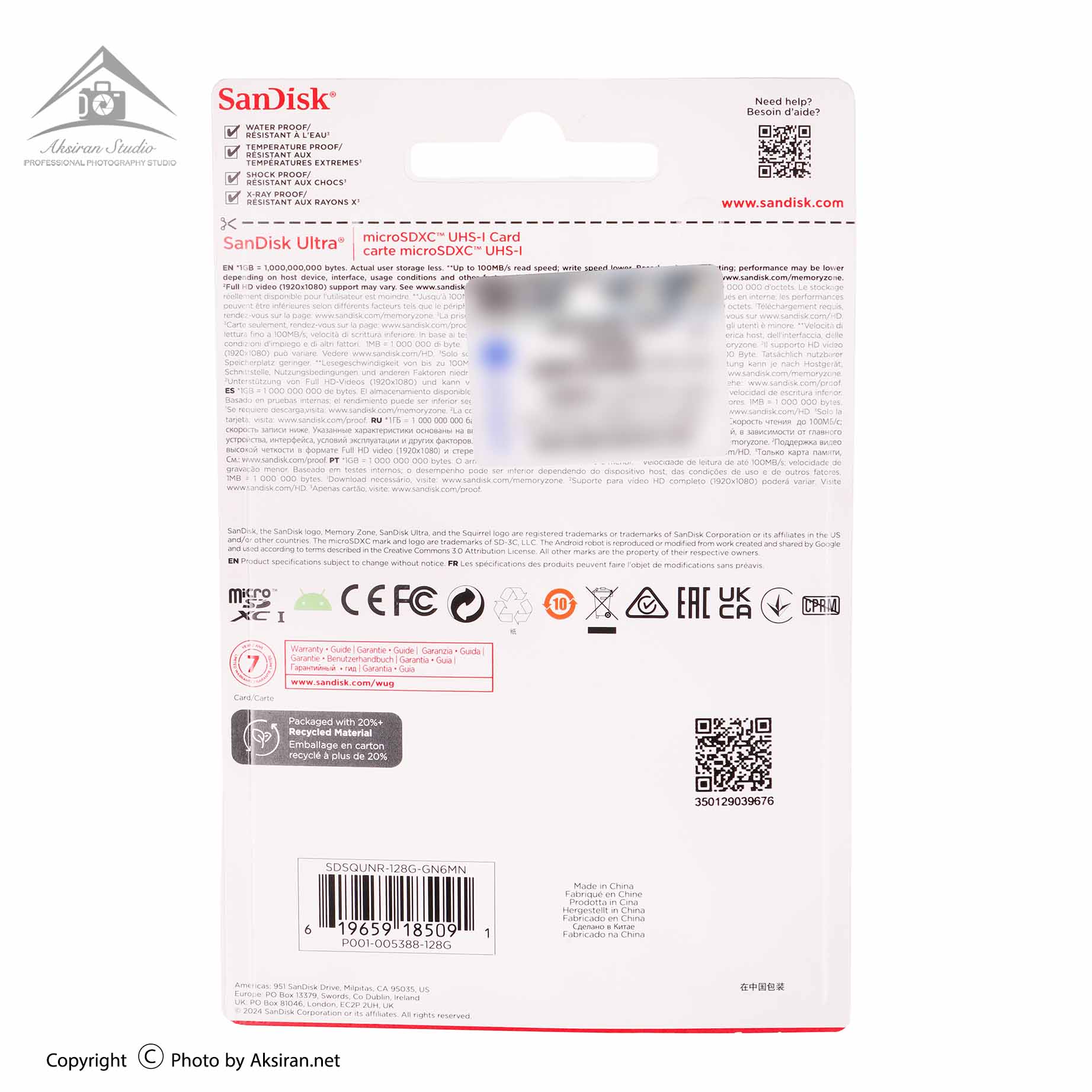 رم میکرو اسدی 128 گیگابایت SanDisk Ultra 128GB 100MB/s Class 10