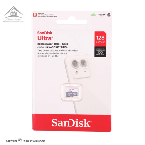 کارت حافظه سن دیسک microSDHC مدل Ultra کلاس 10 استاندارد UHS-I U1 سرعت 100MBps ظرفیت 128 گیگابایت