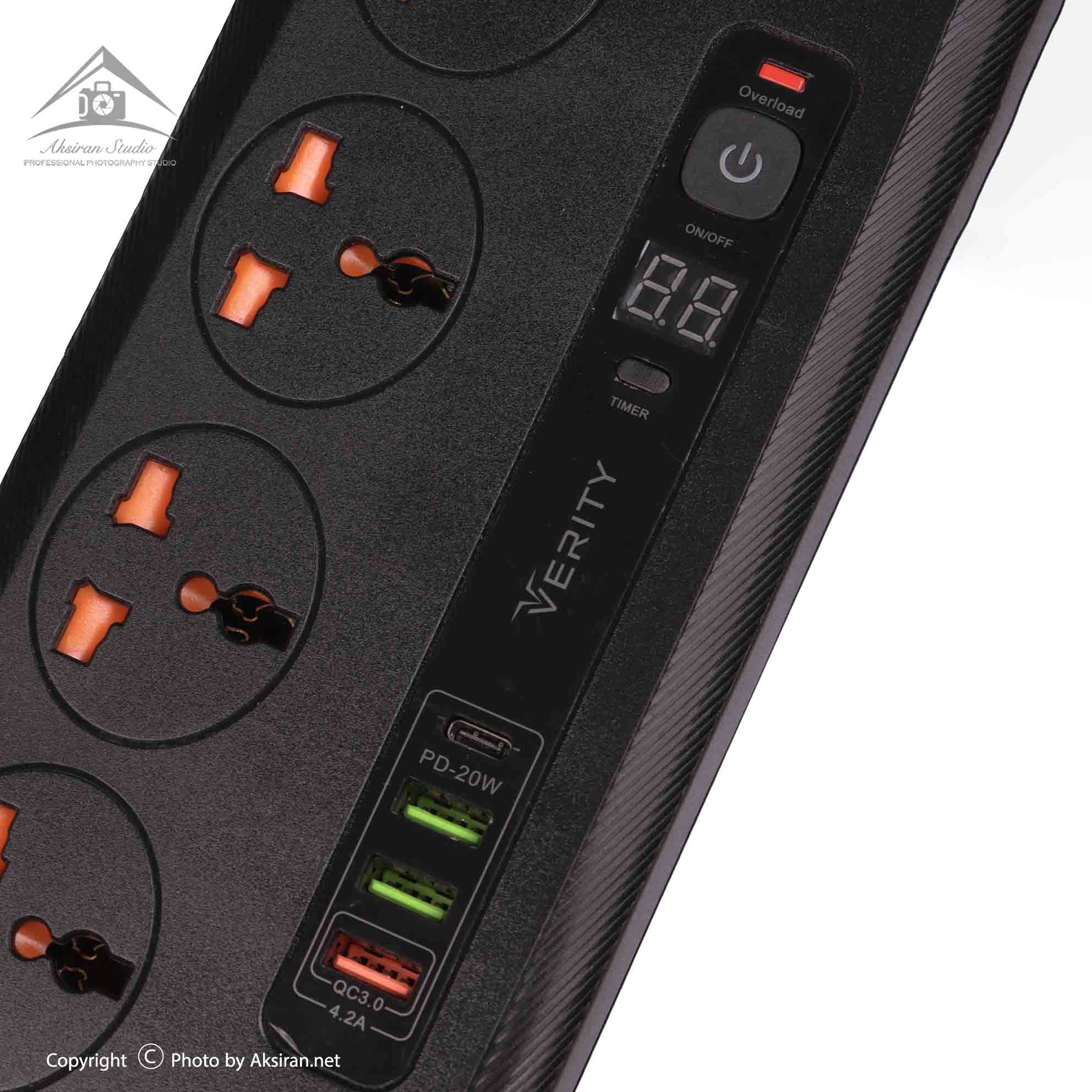 رابط برق 4 خانه Verity وریتی مدل V-PS3115 متراژ 1.5 متری
