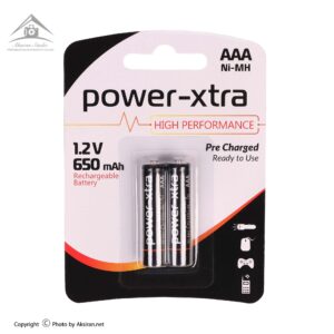 باتری نیم قلمی قابل شارژ پاور اکسترا مدل High Performance بسته 2 عددی