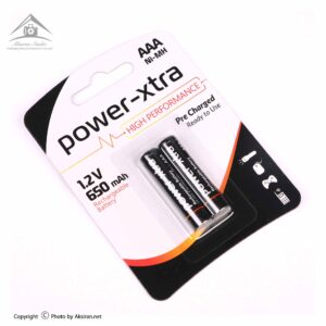 باتری نیم قلمی شارژی پاور اکسترا مدل High Performance ظرفیت 650 میلی آمپر ساعت بسته 2 عددی