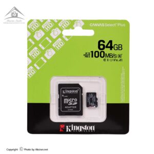 کارت حافظه microSDXC کینگستون مدل Canvas Select Plus ظرفیت 64 گیگابایت به همراه آداپتور SD