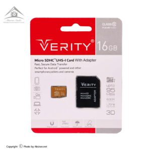 کارت حافظه microSDHC وریتی مدل 633X کلاس 10 استاندارد UHS-I سرعت 95MBps ظرفیت 16 گیگابایت