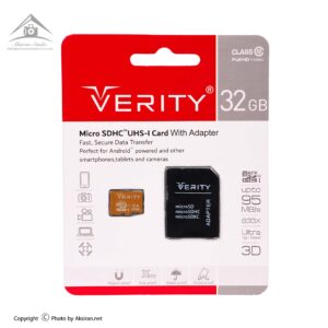 کارت حافظه microSDHC وریتی مدل Ultra ظرفیت 32 گیگابایت سرعت 95MB/s به همراه خشاب